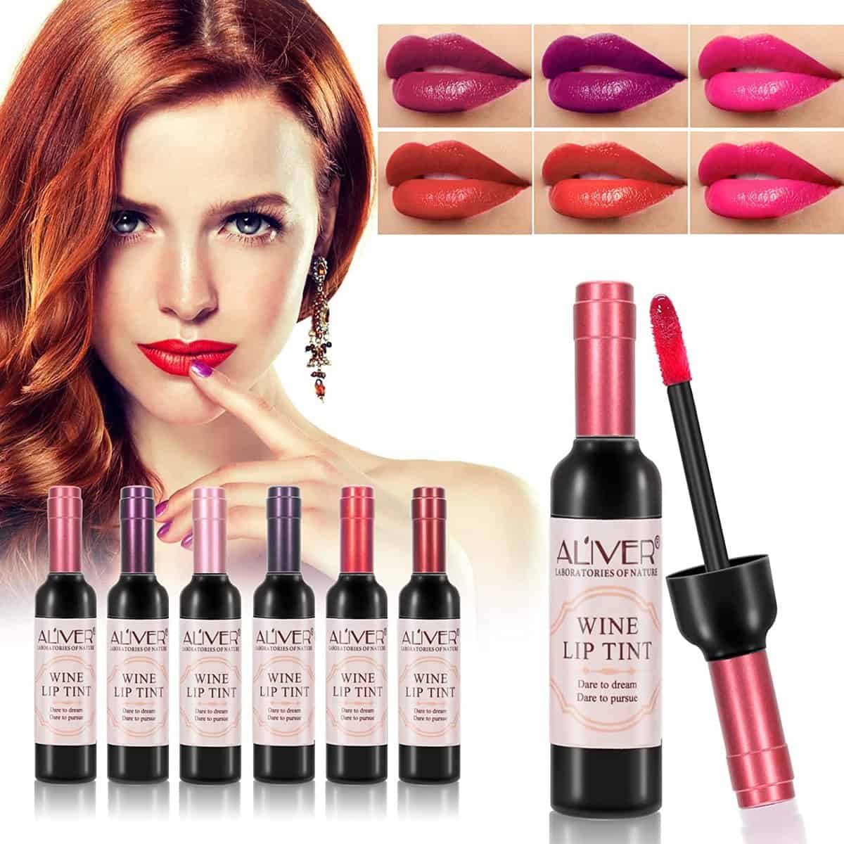 6 Colori Wine Lip Tint, Rossetti Matte Opaco Lunga Durata, Impermeabile e Idratante Lipstick, Rossetti a Forma di Vino, Mini Rossetti Vino Antiaderenti Per Le Donne Regali Per Ragazze