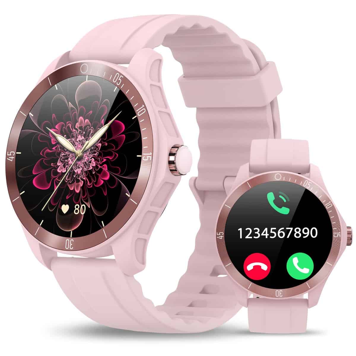 Yoever Smartwatch Donna con Alexa e Chiamate/Risposta, Orologio Smartwatch Monitor del SpO2/Sonno/Cardiofrequenzimetro, Impermeabile IP68 Orologio Contapassi Sportivo 110 Modalità Sport, Regalo Donna