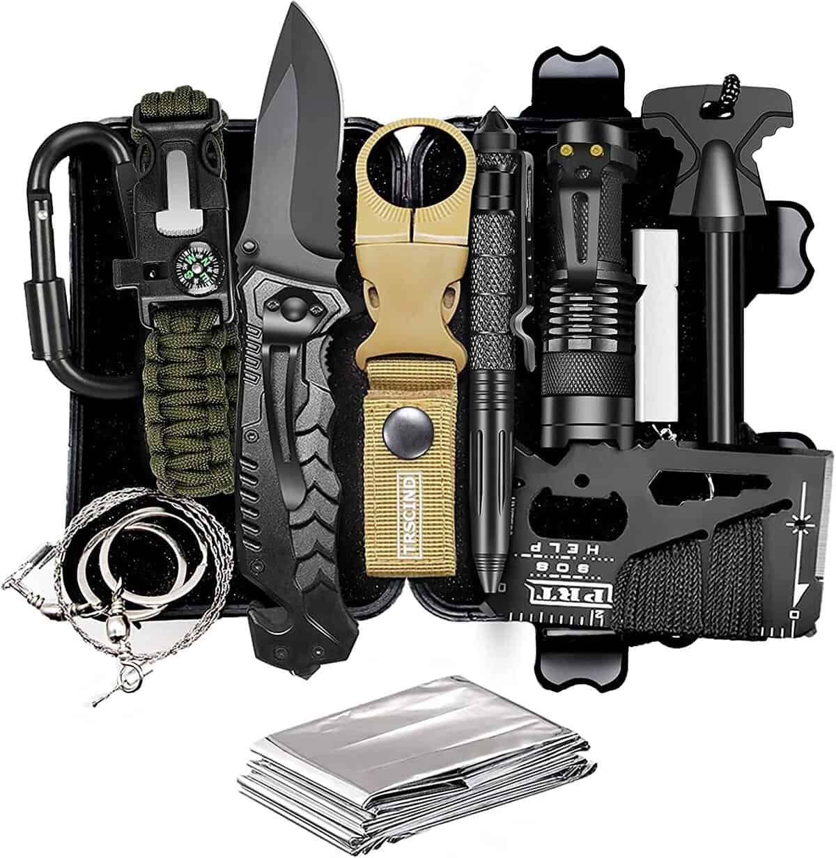 Kit Sopravvivenza Uomo Regali per Lui Papà - Professionale Kit di Sopravvivenza Survival Accessori per Gli Sport All'aperto, Campeggio, Alpinismo, Idee Regalo Uomo Originali Natale Compleanno