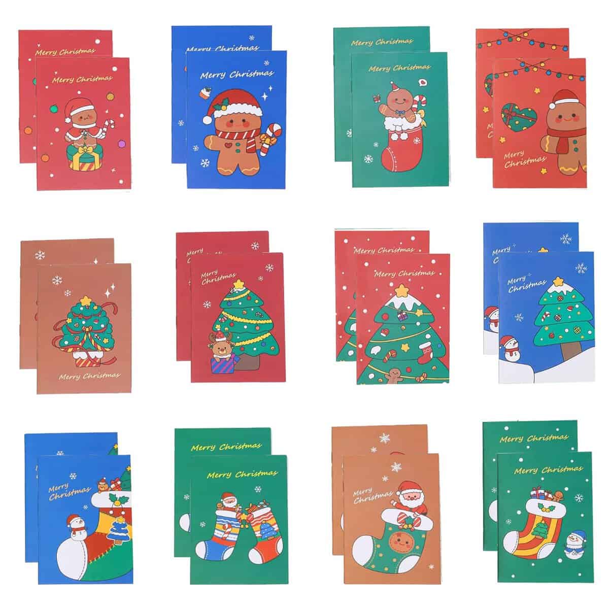 dancepandas Mini Quaderni di Natale Bambini 24PCS Portatile Mini Taccuino Notebook Piccolo Taccuino Tascabile per Bambini Regalo di Festa di Natale, Festa Compleanno Bomboniere Bambini Gadget