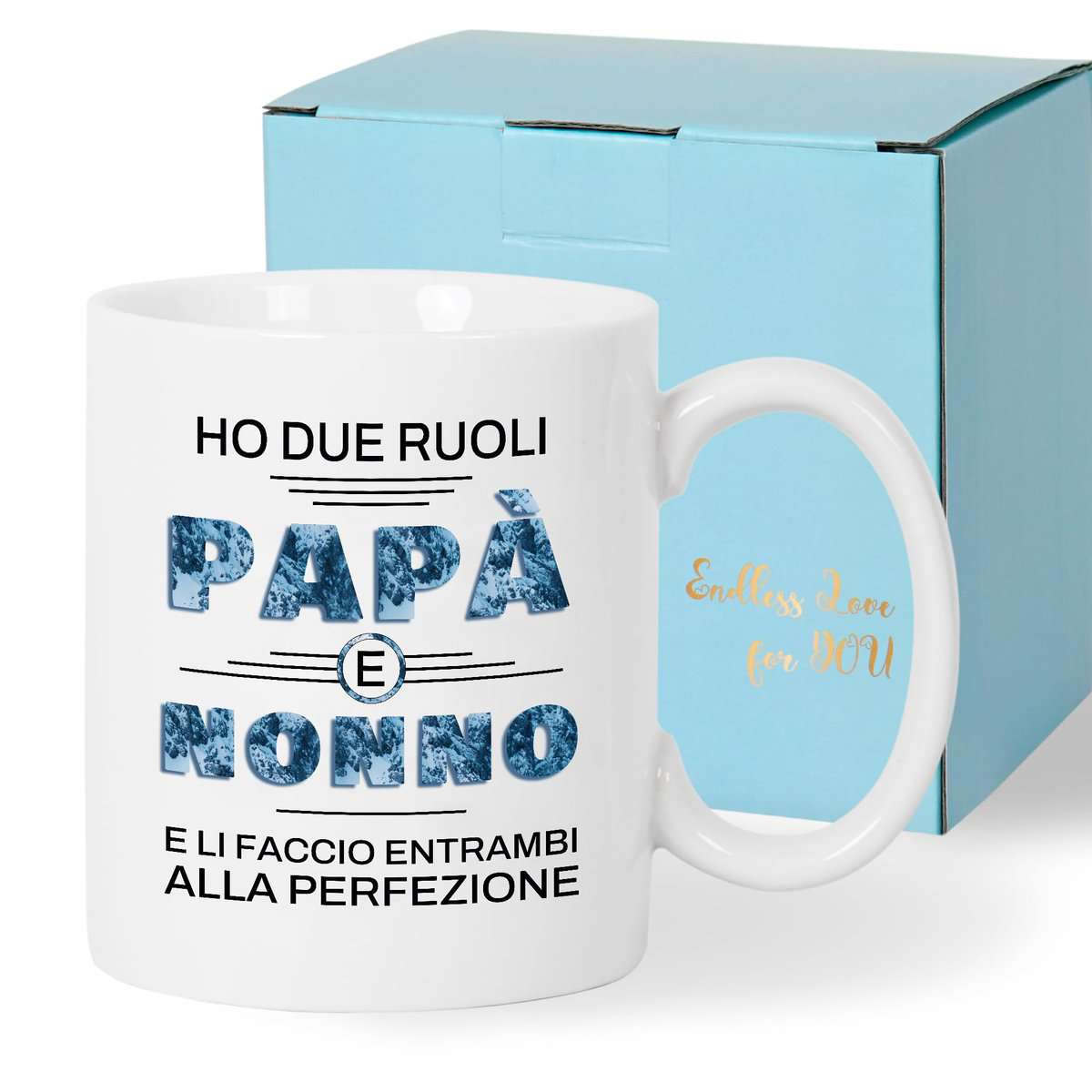 Philivivi Tazza per papà o nonno, Tazza Papà Festa del Papà, Ho due ruoli Papà e Nonno e li faccio entrambi alla perfezione, idea regalo festa del papà padre nonno compleanno natale 350 ml