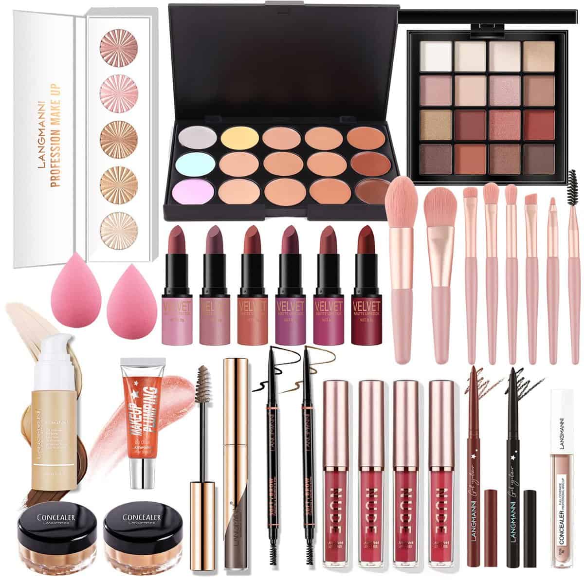 Professional Trucchi Donna Offerta, MKNZOME 33 pezzi Set Trucchi Make Up Completo con Trousse Trucchi regalo di Natale palette ombretti professionali Rossetti Makeup Fondotinta Correttore