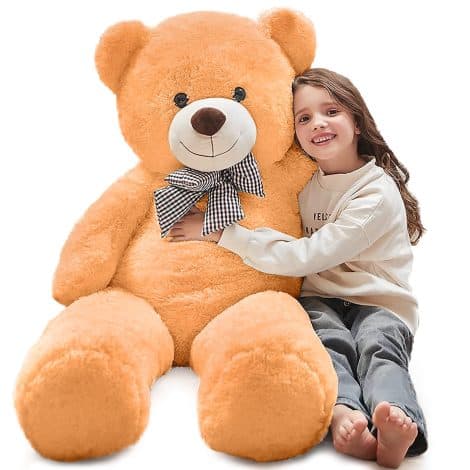 Peluche Arancione XXL Orso Morbido 120cm, Regalo Natalizio Carino per Bambini, Ragazze, Fidanzate.