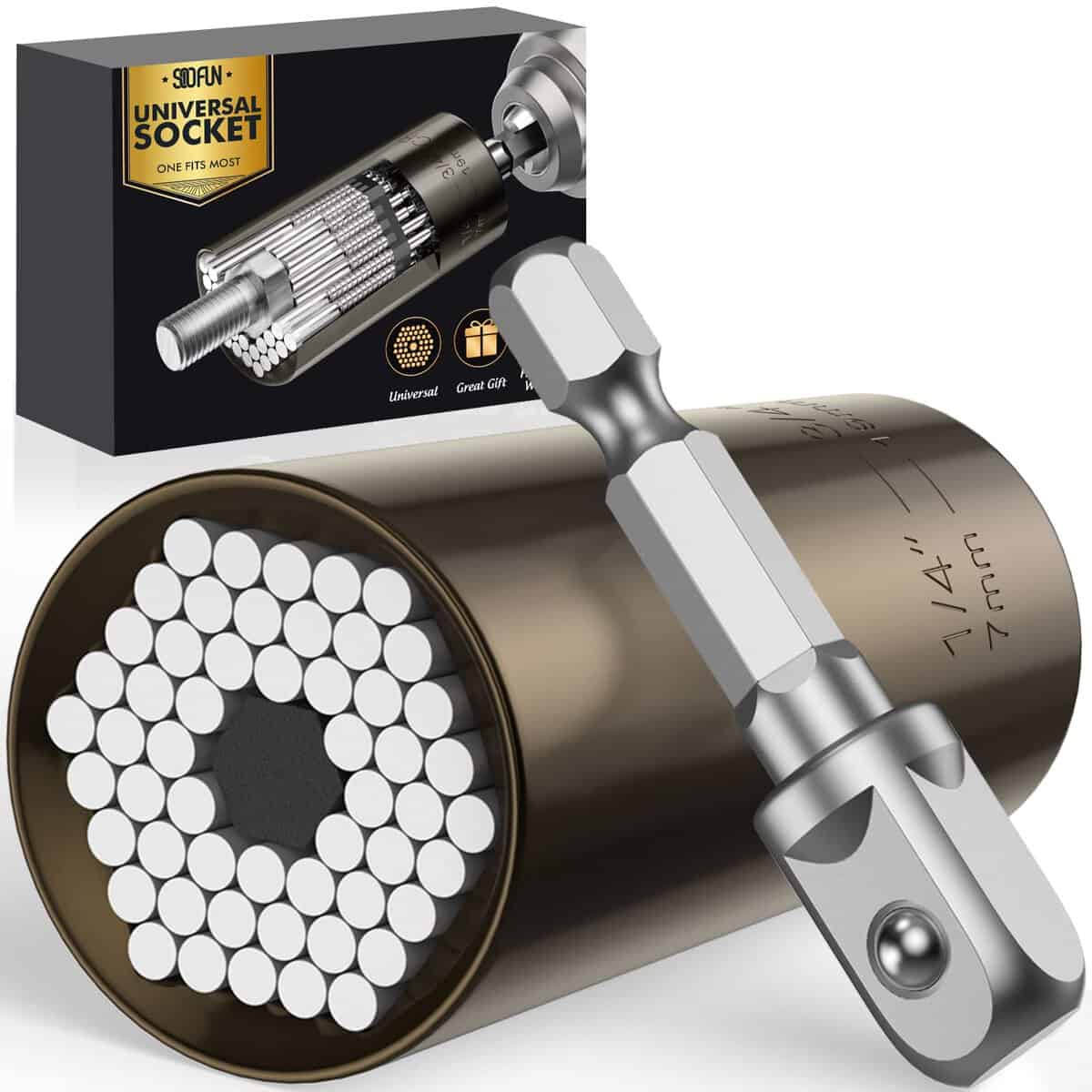 Regalo Natale Uomo Chiave Universale - Regali Uomo Papa Lui Nonno 7-19mm Chiave a Bussola Universale, Multi Attrezzo Gadget Utile Casa, Utensili Fai da Te Per l'installazione e la Rimozione dei Dadi
