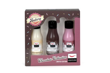 Aquolina, Set di Cioccolato Collection, Sapone Doccia Nutriente al Cioccolato Bianco, Fondente e Rosa – 3 da 125ml.