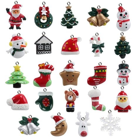 Naler 24 Ciondoli Natalizi – Addobbi Natalizi in resina per albero e decorazioni natalizie fai-da-te.