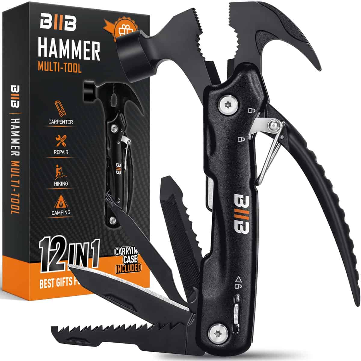BIIB Regalo Uomo, Idee Regalo Natale Uomo, 12 in 1 Multitool Gadget Utili Regali Natale per Lui/Lei, Multiuso Campeggio Accessori, Compleanno Regalo Anniversario Originale, Regalo Festa del Papà
