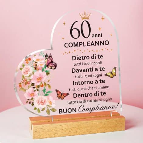 60° Compleanno Donna, Regalo 60° Compleanno 1963, Regalo Compleanno Amica, Ornamenti Trasparenti, Regalo 60° Mamma, Papà, Nonna, Sorella, Idee Regalo Amica.