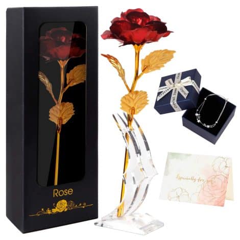 Rose placcato oro 24K: un’idea regalo perfetta per San Valentino, anniversari, compleanni, matrimoni o per festeggiare l’amore.