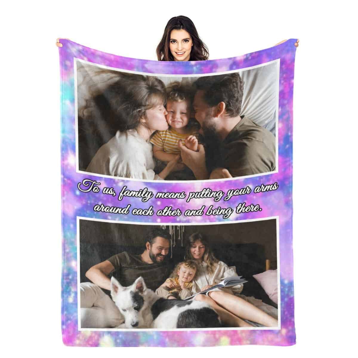 LZXSXZ Coperta personalizzata Coperta personalizzata con foto e testo, Coperta personalizzata con parole 1-9 Collage di immagini, Regali personalizzati per papà, mamma, uomini, donne, bambini, cani, amici