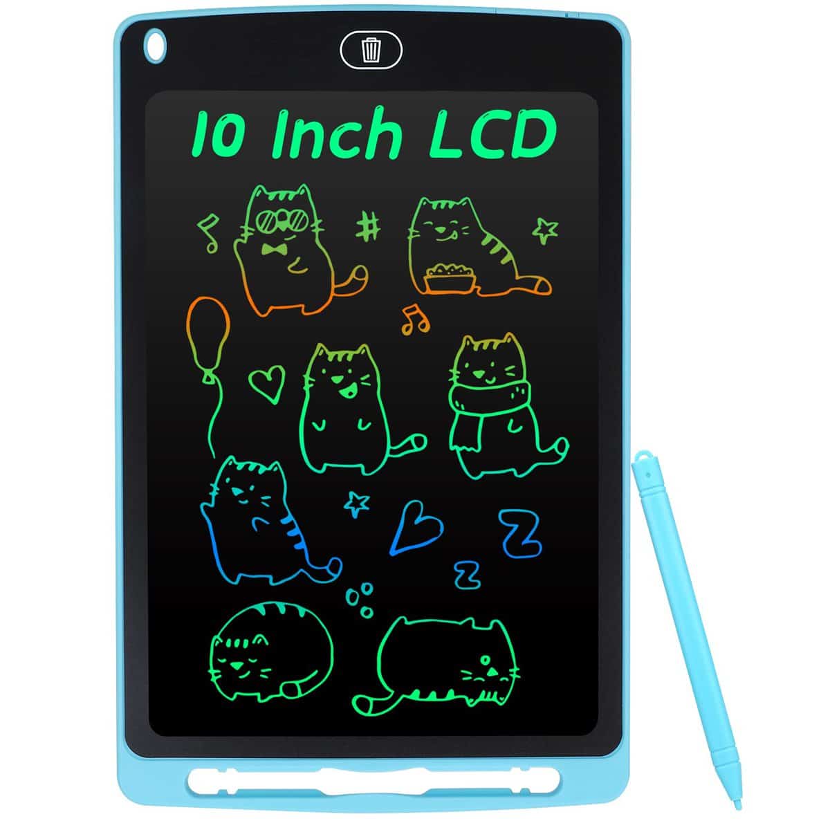 Coolzon Tavoletta Grafica LCD Scrittura Colorato 10 Pollice, Elettronica Lavagna Cancellabile da Disegno con Penna, Portatile Lavagnetta per Bambini Digitale Ewriter con Pulsante Elimina, Blu