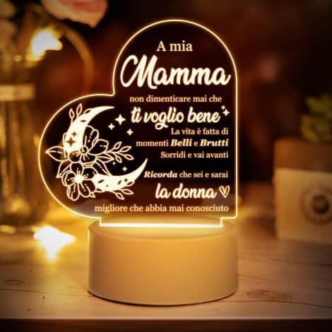 Lampada incisa con frasi belle, regalo per la mamma in occasione di Natale, compleanno o ringraziamento.