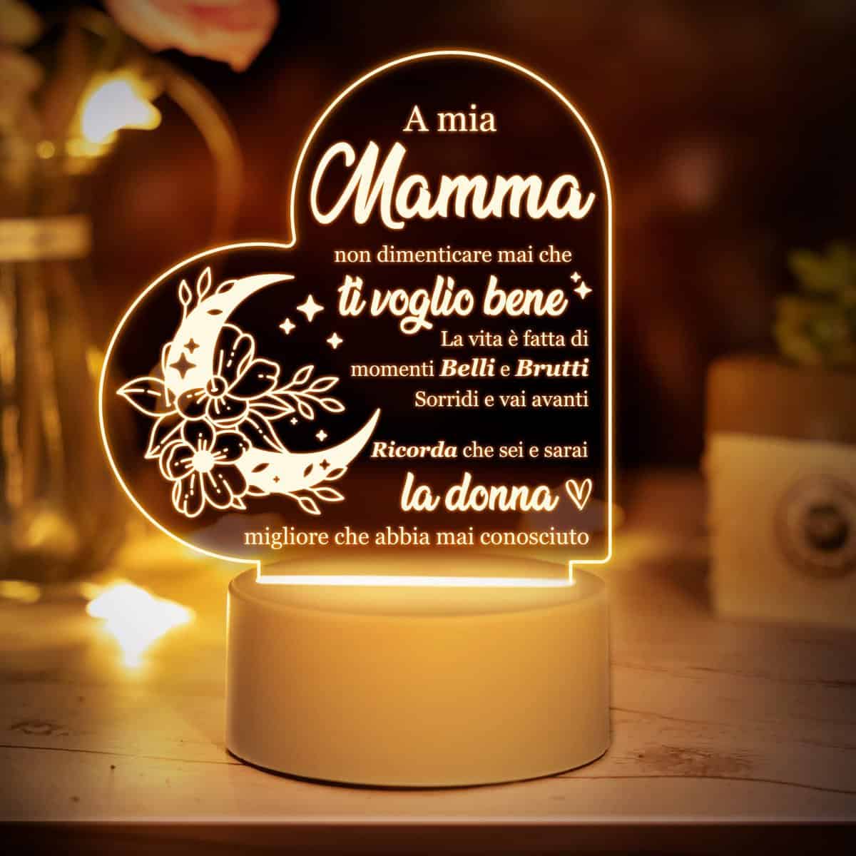 Regali per mamma natale, Regali di compleanno per mamma da figlia figlio - Regalo di luce notturna intagliata con belle frasi, compleanno, ringraziamento, regalo per mamma, matrigna, suocera, nonna
