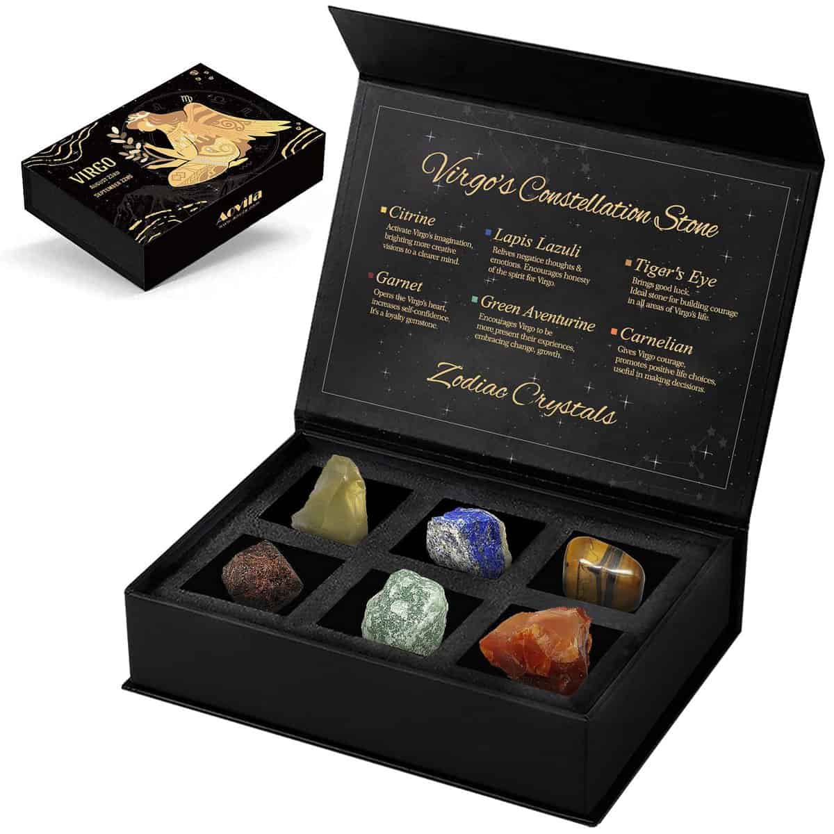 Aovila Regalo di Compleanno per Donna Cristallo Pietra Portafortuna Segno Zodiacale Vergine Regalo Zodiaco Oroscopo Astrologia Regalo Anniversario San Valentino per Donna Mamma