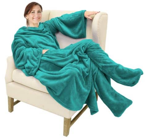 Catalonia Coperta con Maniche e Piedi Morbida in Pile, Regalo per Adulti e Adolescenti, 190 cm x 135 cm