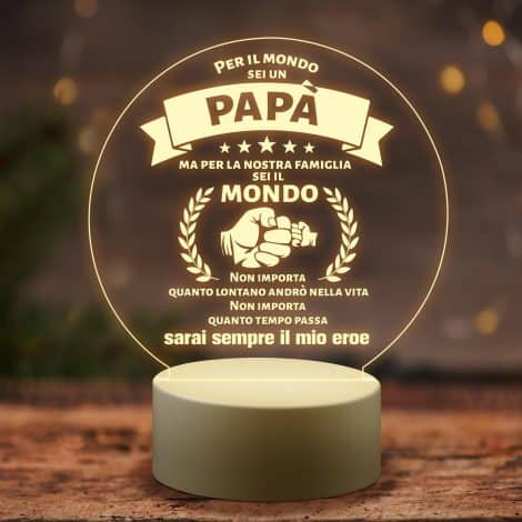 IlDonatore Regalo Papà, Lampada Notturna Acrilica per Regali Papà, Compleanno Padre, Natale Papa, Festa Del Papà