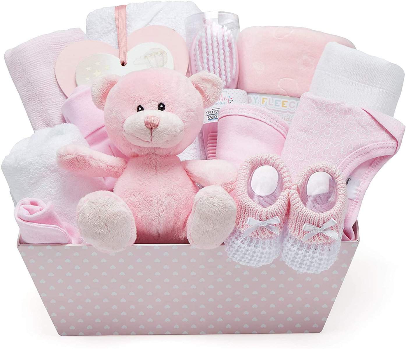 Baby Box Shop 17 Set Regalo Neonato Femmina, Regali Per Neonata Femmina, Set Regalo Neonato, Set Neonato Regalo Nascita - Regali Per Neonati Emmine, Regali Nascita Bimba - Rosa
