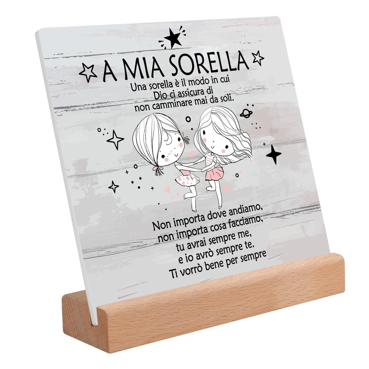 PRSTENLY Regalo Sorella, Placca Acrilica Idee Regali per Sorella Donna Compleanno Festa della Mamma Natale
