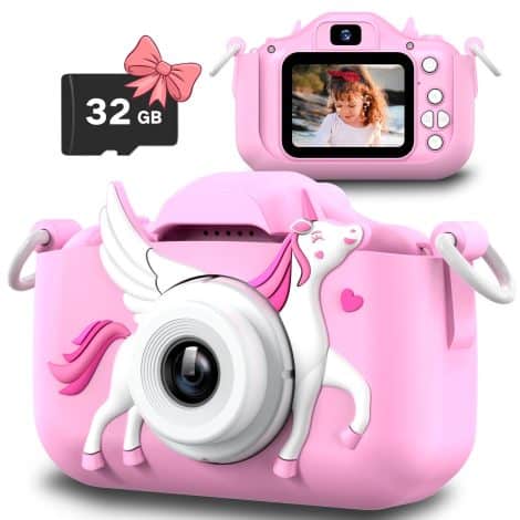 Fotocamera Selfie per Bambini Slothcloud, Regalo Compleanno per Ragazzi dai 6 ai 12 Anni, Videocamera Digitale HD con 32GB Scheda.