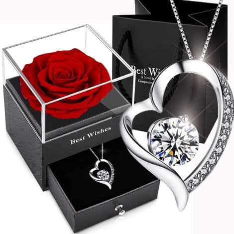 Scatola Gioiello con Rosa Stabilizzata, un regalo romantico per Natale, Anniversari, San Valentino e per ringraziare Mamma.
