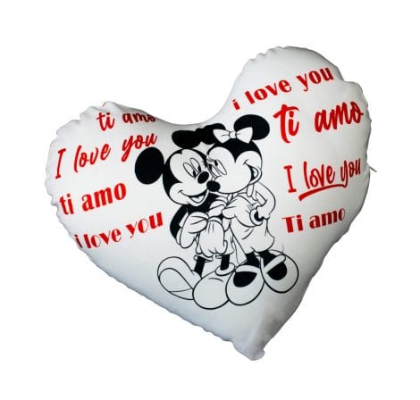 Cuscino a cuore amorevole, regalo romantico per San Valentino, anniversario, Natale, compleanno – Unisex. (Topolino)