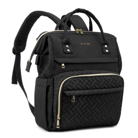 Zaino Nero LOVEVOOK per Laptop 15.6″, Impermeabile, con Caricatore USB. Ideale per Lavoro, Viaggi e Affari.