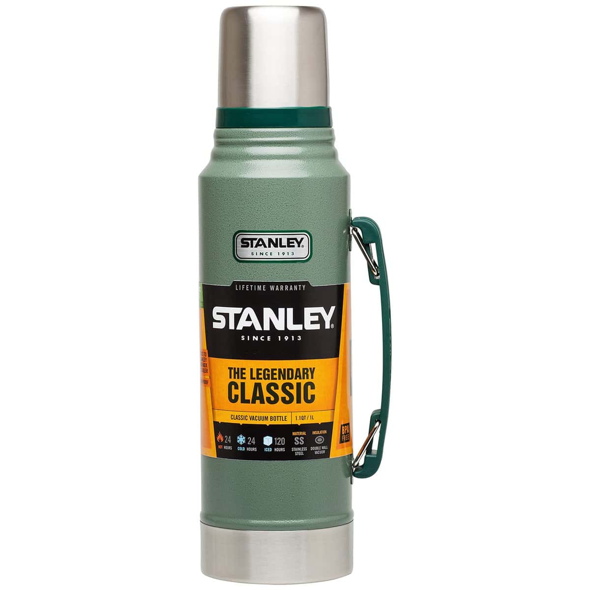 Stanley Classic Legendary Thermos 1L - Mantiene la Temperatura 24 Ore (Caldo/Freddo) - Borraccia Termica - Senza BPA - Bottiglia Termica 1L - Borraccia Acciaio Inox - Termos - Hammertone Green