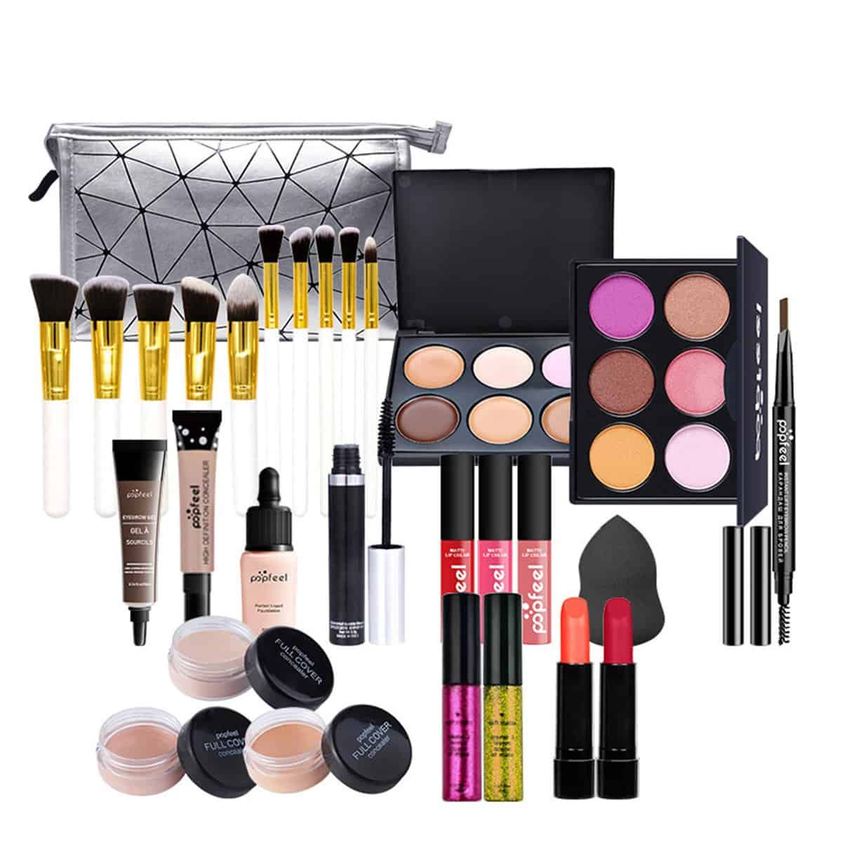 Set trucco Professionale, MKNZOME 28 pezzi Set Trucchi donna Make Up Completo con Custodia Trousse di Trucchi regalo di Natale palette ombretti professionali Rossetti Makeup Fondotinta Correttore