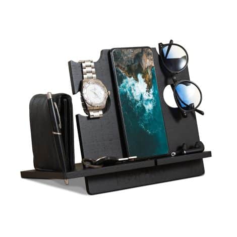 Stazione di Ricarica in Legno per Smartphone, Regalo Perfetto per la Prima Festa del Papà.