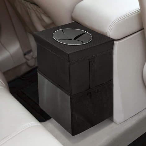 Cestino auto appeso con coperchio, organizer pieghevole impermeabile, 10L.