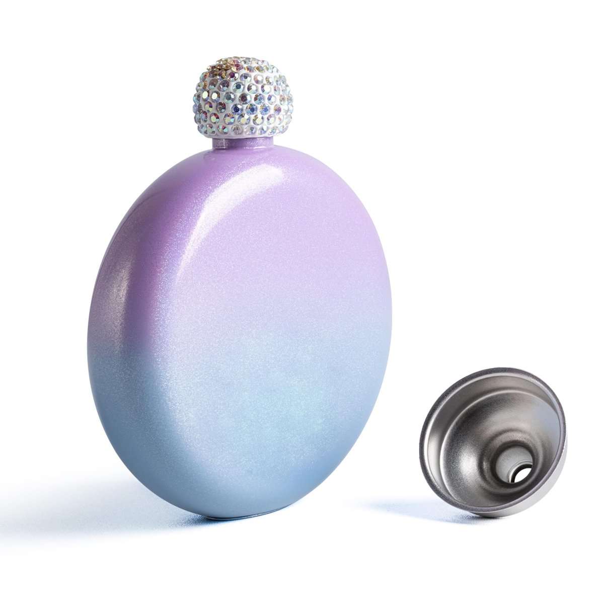 SPDYCESS Rotondo Fiaschetta con Brillantini in Acciaio Inox 5oz Piccole Fiaschetta per Alcool con Imbuto Fiaschetta Tascabile per Donne Regalo Festa Campeggio
