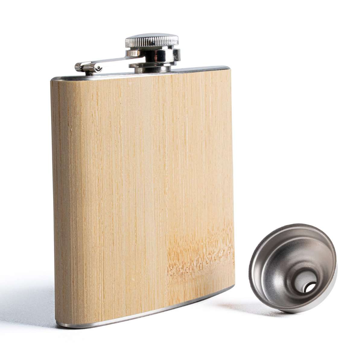 SPDYCESS Fiaschetta in Legno 6oz Fiaschetta in Acciaio Inox con Imbuto Piccole Fiaschetta per Liquori per Uomini Papà Regalo Campeggio Arrampicata Golf Pesca