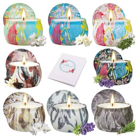 Set di candele profumate con specchio Yinuo, regalo aromaterapico per donne/mamme/mogli, cera di soia naturale, allevia lo stress, ideali per camera, bagno, yoga, ufficio.