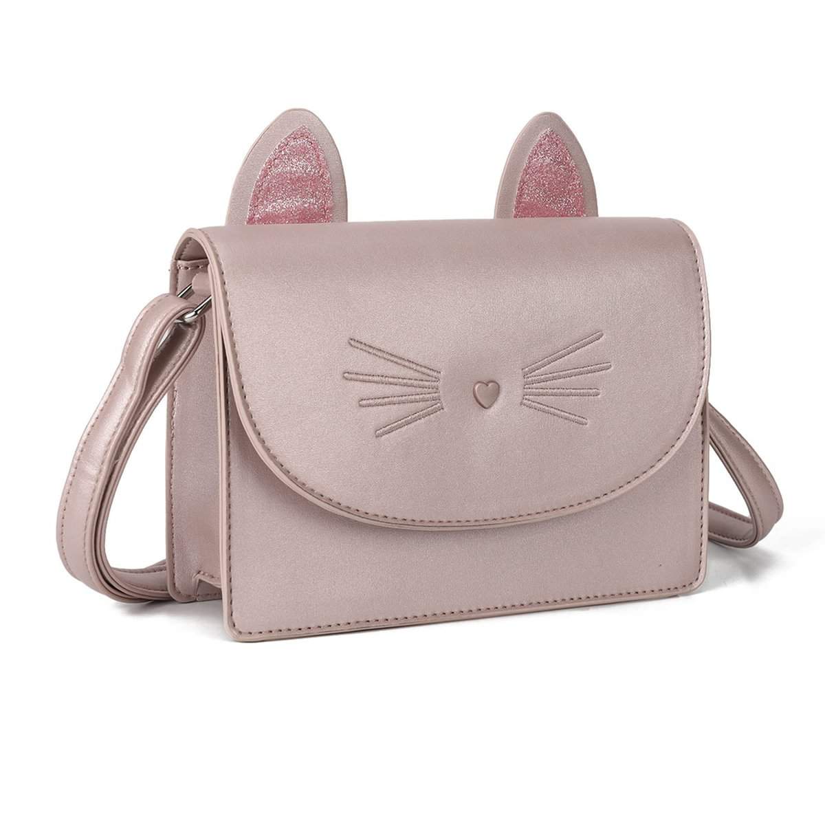 AFKOMST Portafogli carino per le ragazze adolescenti, piccola borsa a tracolla e borse, regalo gatto per i bambini, Rosa, Piccolo...