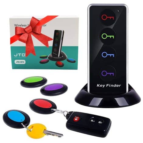 Trovachiavi Wireless JTD: localizzatore remoto con torcia LED, perfetto per trovare oggetti come chiavi o animali domestici.
