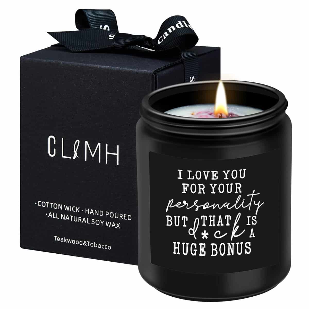Candele profumate in teak e tabacco, regalo divertente per uomo, regalo cattivo, regalo di San Valentino per lui, marito, fidanzato, regalo di anniversario di compleanno per uomini, marito,