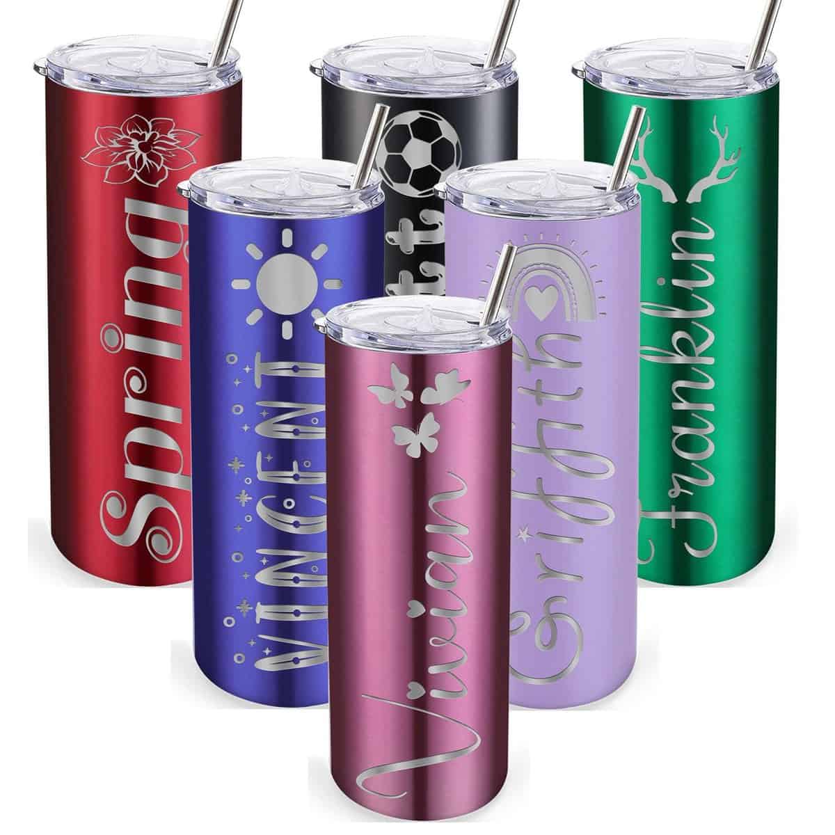 YanNanKe Bicchieri Personalizzati con Coperchi e Cannucce da 20 oz Bicchieri in Acciaio Inox Incisi al Laser Personalizzati con Testo del nome Regali per Donne e Uomini