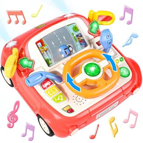 Gioco per neonati – volante giocattolo Montessori educativo con luci e musica per Natale.