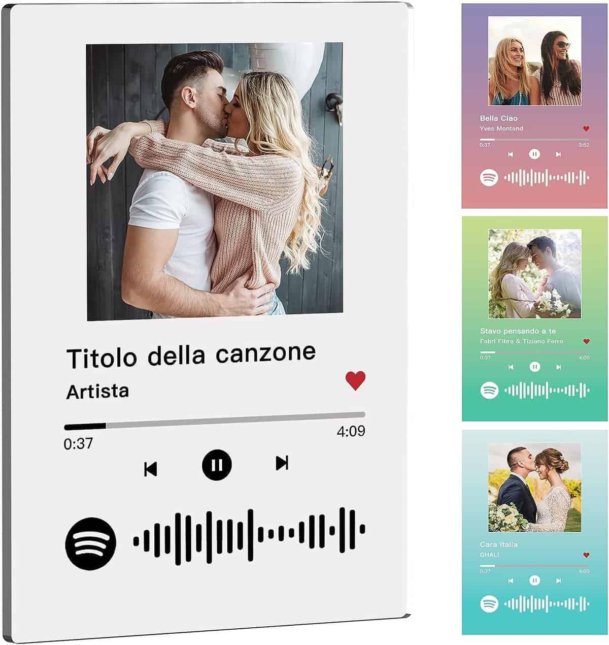 iDIY Targa personalizzato Spotify - Piatto musicale Spotify con foto e base, regalo personalizzato per compleanni, San Valentino, uomini, donne, coppie, anniversari, Natale
