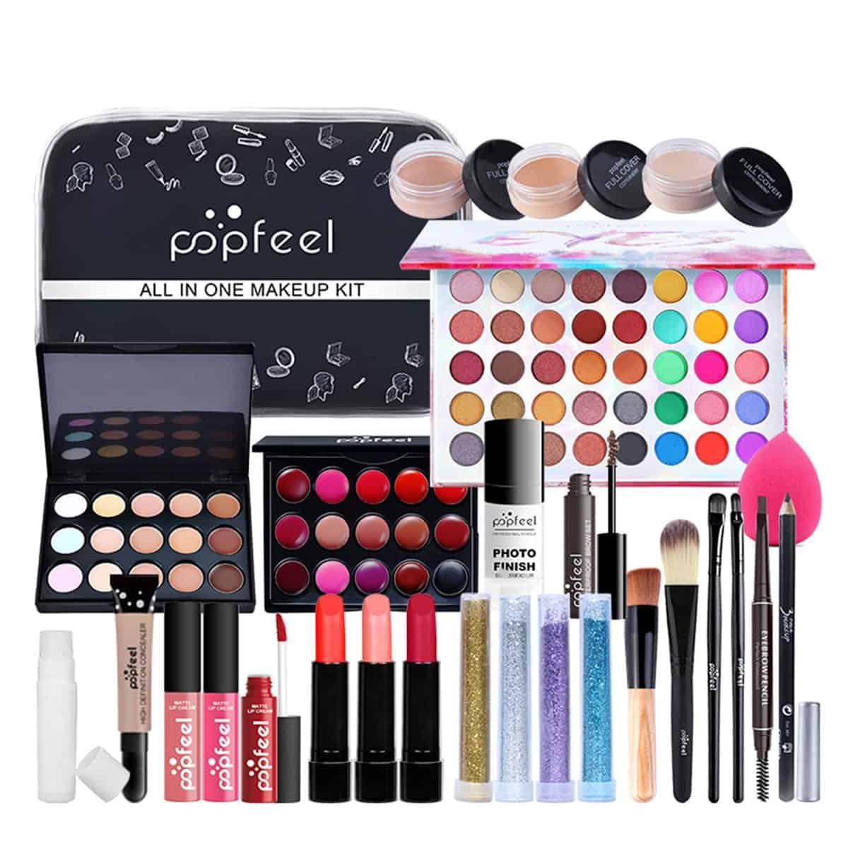 27 pezzi Multiuso Set Trucco, Kit Trucco Tutto in Uno Palette Cosmetica per Principianti Essenziale, Ombretti Rossetto Correttore Kit Cosmetici per Donne Ragazze Regalo di Natale
