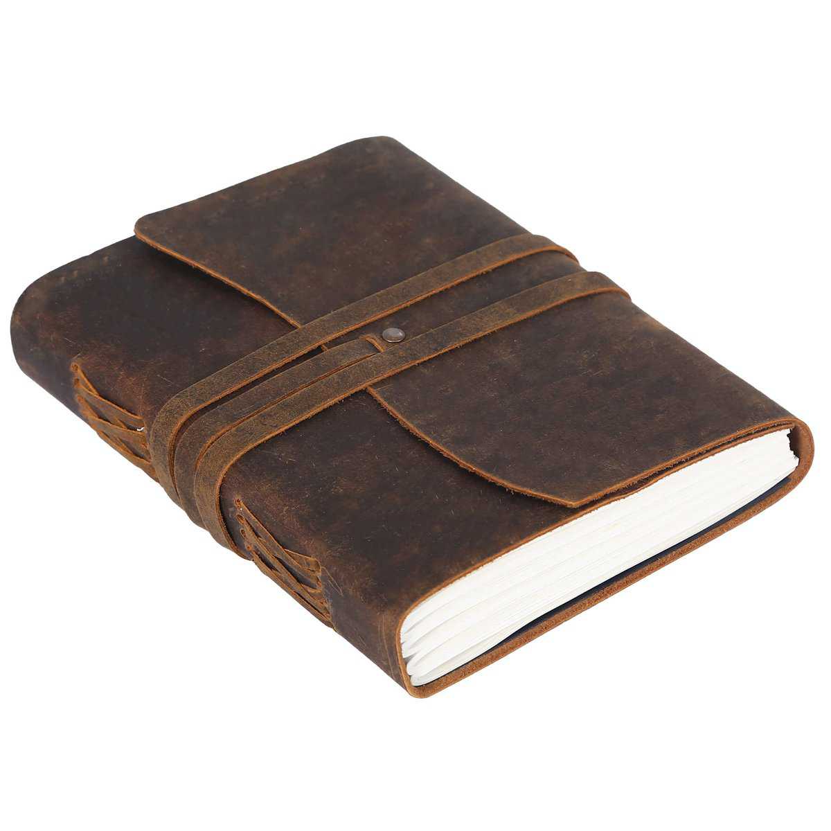 Diario in pelle fatto a mano, diario per scrivere o scrivere giornaliero rilegato per uomini e donne, carta sfoderata, misura media, regalo per artista, schizzo (8 x 6)