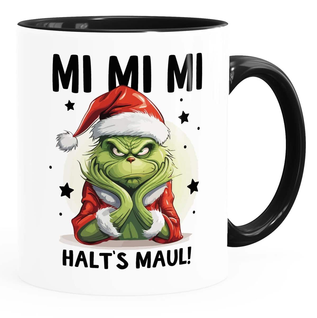 MoonWorks® Grinch - Tazza anti-Natale con scritta ironia sarcasmo, divertente, idea regalo per muffolo di Natale, 1 bianco e nero standard