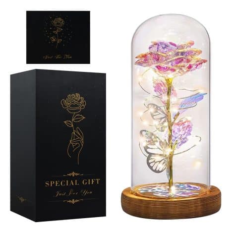 Idee regalo di Natale: decorazioni Natalizie con rosa eterna per lei, amiche e parenti speciali.