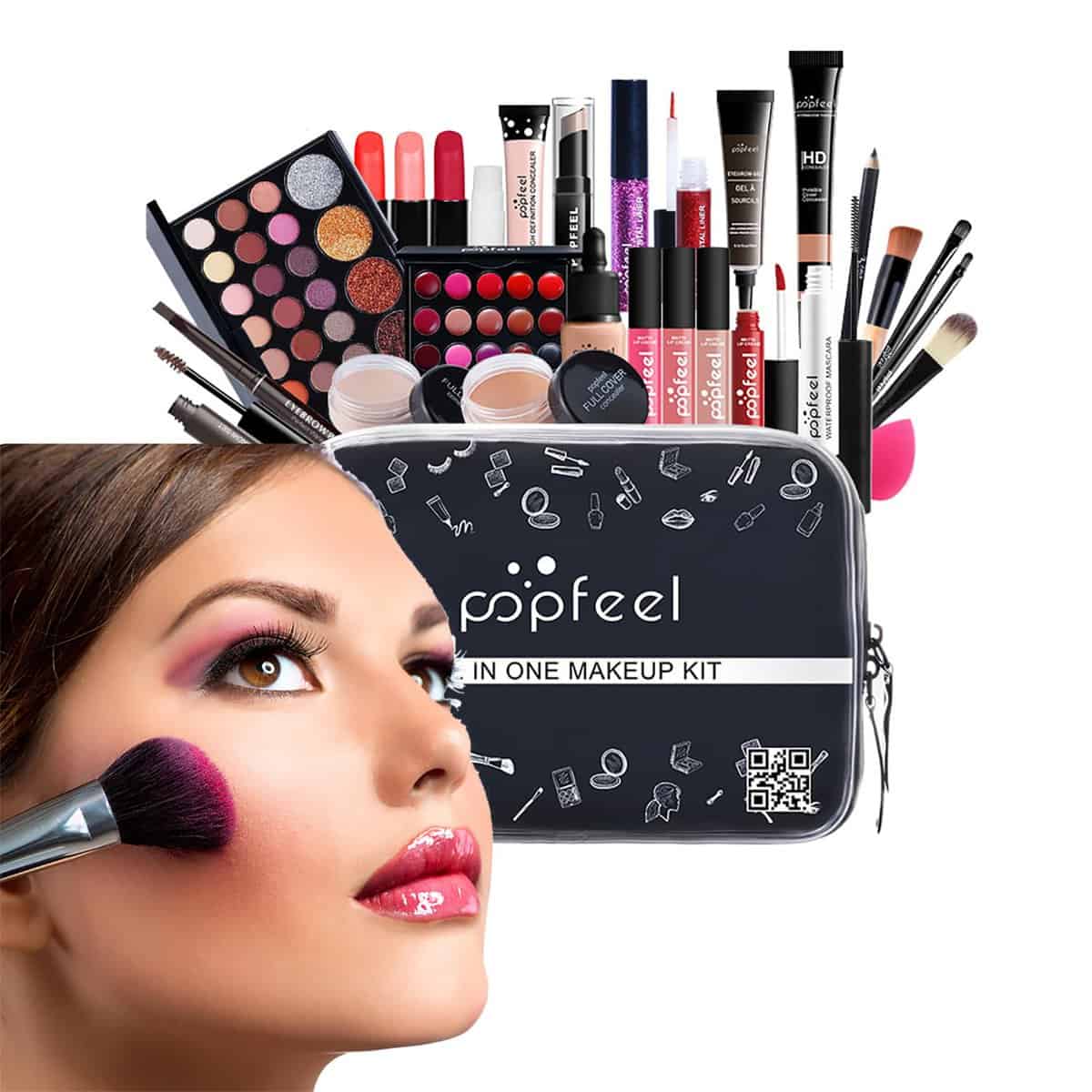 AFGSsm Set trucco make up completo, Kit trucco completo, Set trucchi donna, Make Up Cosmetico con set pennelli make up, Rossetti, Lucidalabbra, Correttore..(27 PEZZI)