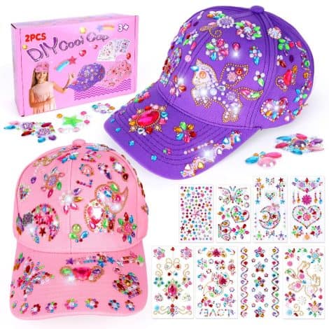 Cappello da baseball adesivo con diamanti fai-da-te Shmily 2 Pz per bambini – Regalo perfetto per ragazze.
