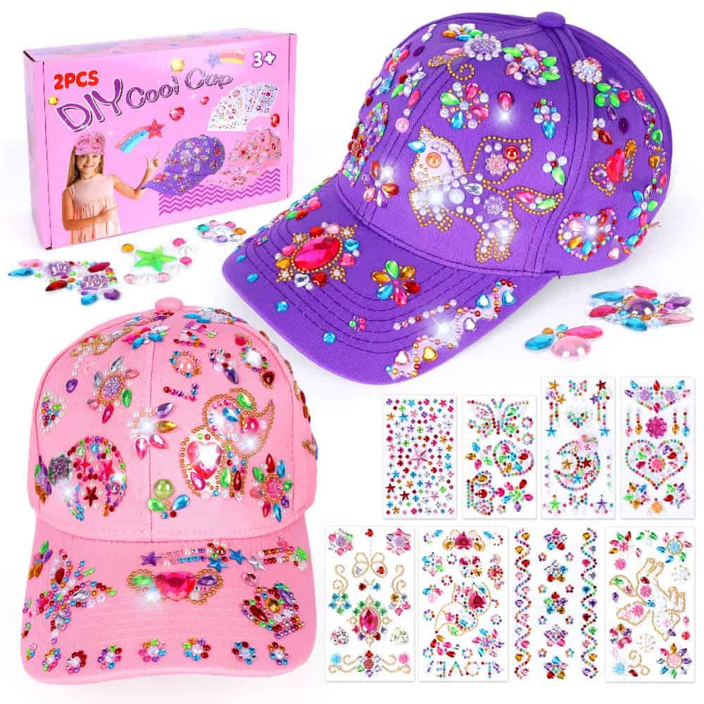 Shmily 2 Pz DIY Diamante Adesivi Baseball cap per Bambini - Regali Ragazze Ideale