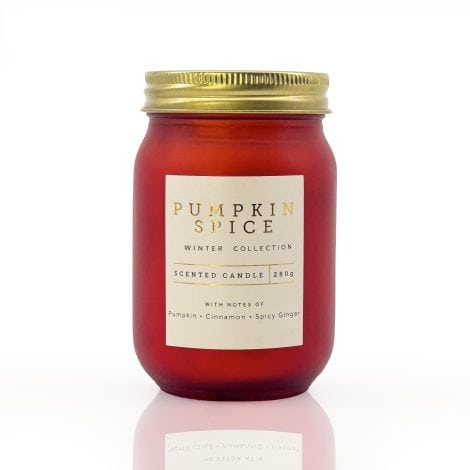 KeiCo – Candela natalizia zucca speziata, in barattolo 280g, perfetta per calze della Befana e regali di Babbo Natale. 70 ore di fragranza natalizia.