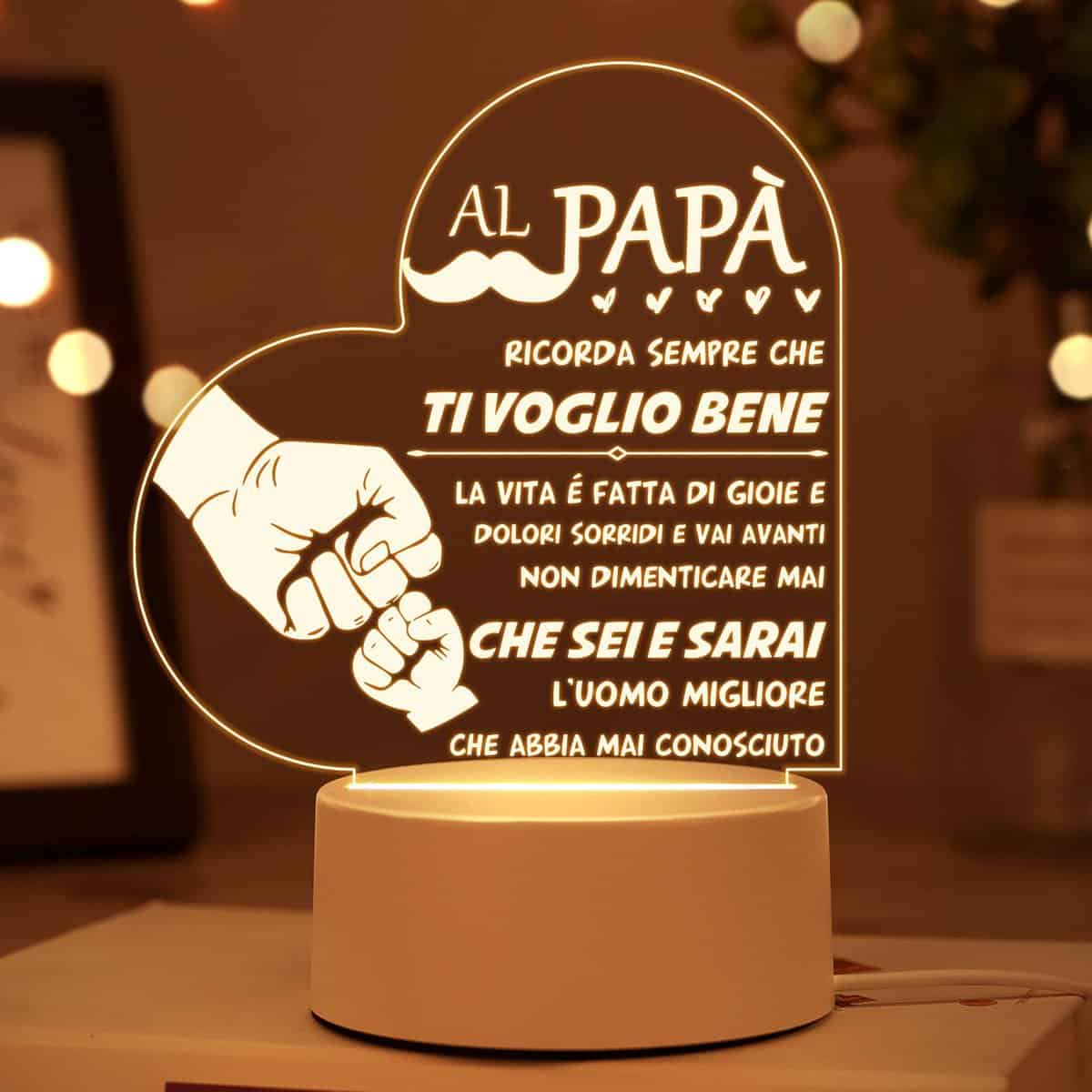 Buioata Regalo Papà, Regalo Papà Natale - Luce Notturna Acrilica, Regalo Papa Compleanno, Idee Regalo Papà, Regali per Papà da Parte di Figlia e Figlio