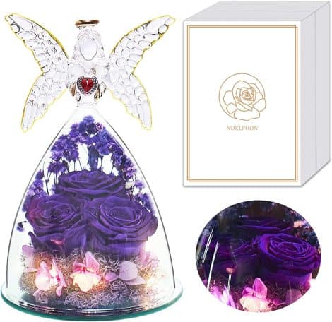 Regalo romantico Rose Stabilizzata con Luci LED per Anniversario, San Valentino o Compleanno di Donna.