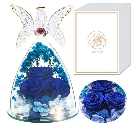 Regalo romantico per lei: Rosa eterna PISKEKAT in vetro con luce LED, perfetto per anniversario, San Valentino e compleanno.